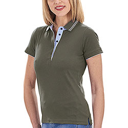 Polo Donna Charlotte Cotton Jersey Army Green
