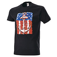 T-Shirt Anchor On USA Flag Black