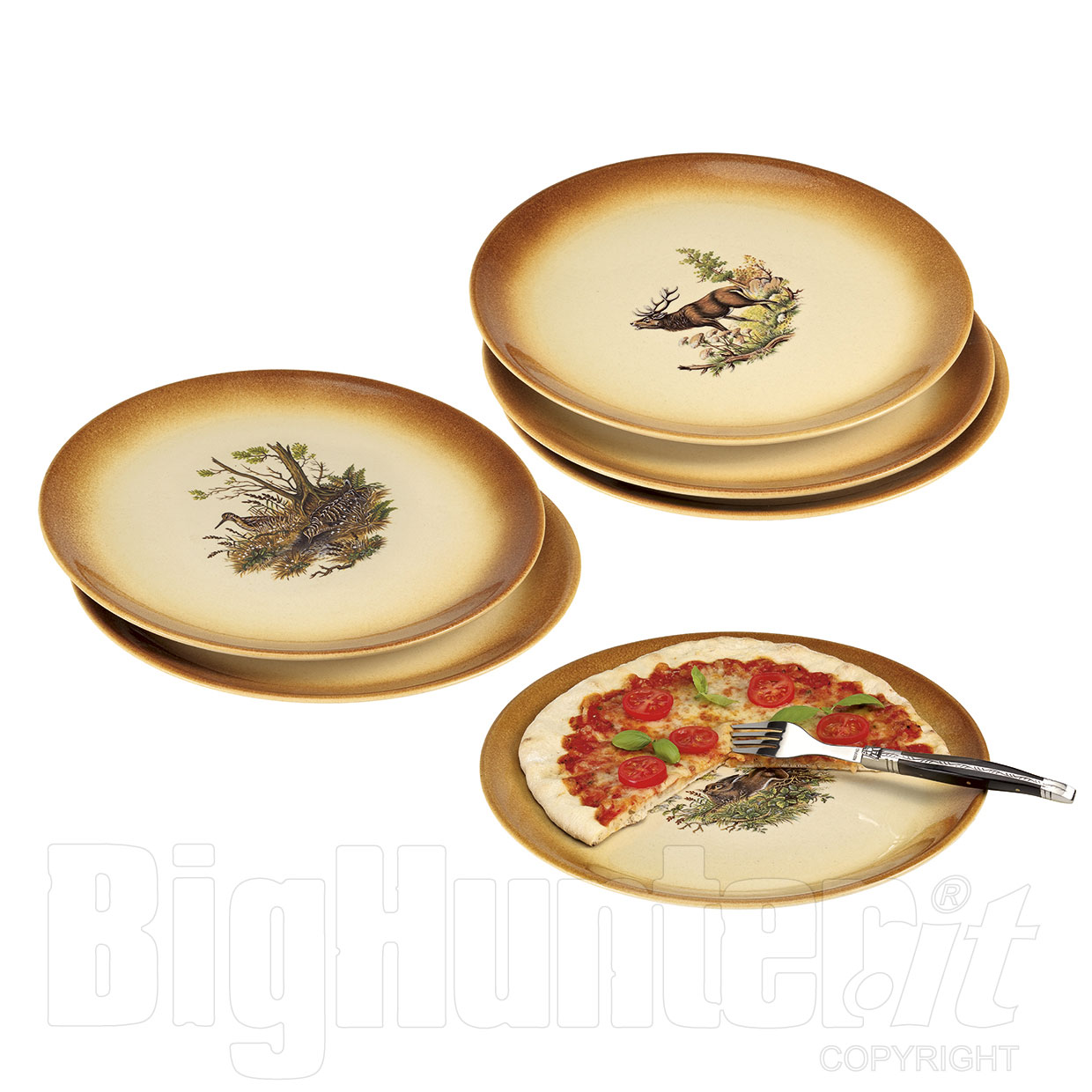 Set di 10 piatti da pizza in grès porcellanato/pizza/gres CreaTable 30 cm 