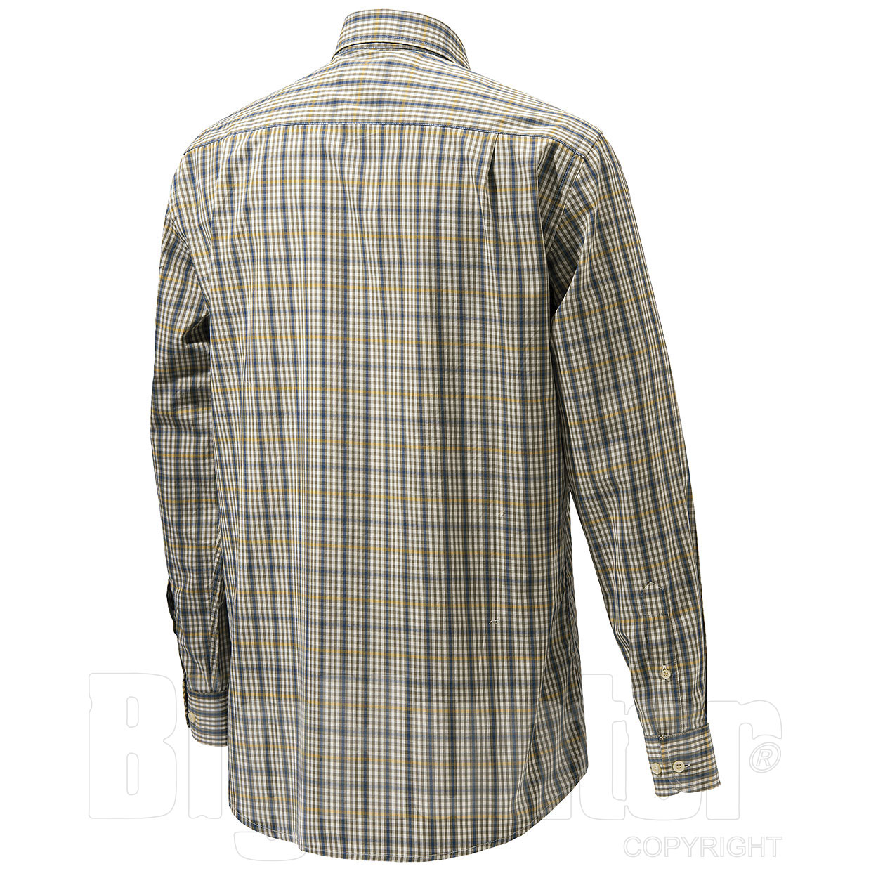 BERETTA Camicia Uomo Classic Shirt Beige & Blue Check Cotone 100,00% C.D 62052000 