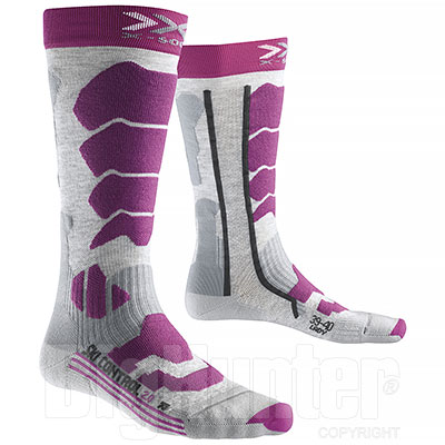 Calze Donna X-Socks Ski Control 2.0 Light Grey-Violet