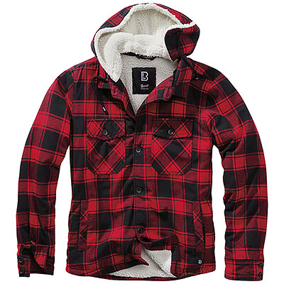 Brandit Giacca con Cappuccio Lumber Red/Black