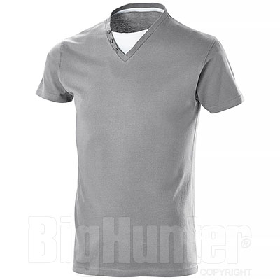 T-Shirt Collo a "V" Button Light Grey