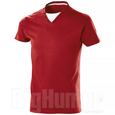T-Shirt Collo a "V" Button Red