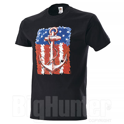 T-Shirt Anchor On USA Flag Black