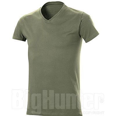 T-Shirt uomo Collo a V Cotton Army Green