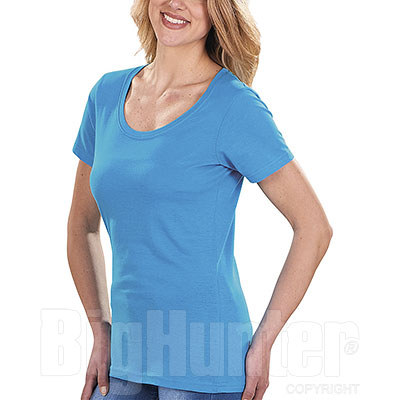 T-Shirt Donna Cotton Scollo Rotondo Caribbean Blu