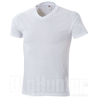 T-Shirt Fruit of the Loom Collo "V" White Taglie Forti