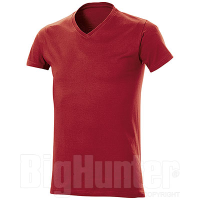 T-Shirt Collo a V Cotton Red