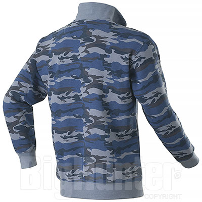 Felpa uomo Lupetto Mezza Zip Camouflage Blu 280 g/m²