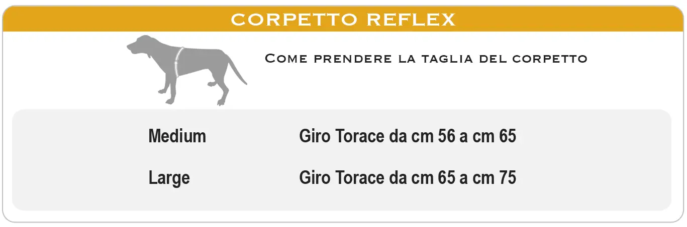 tabella taglie Corpetto per Cani Orange HV Reflex Medium