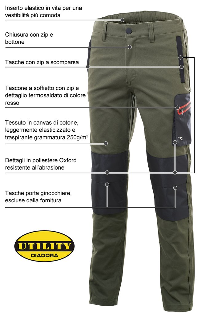Pantaloni Diadora Utility Stretch Green