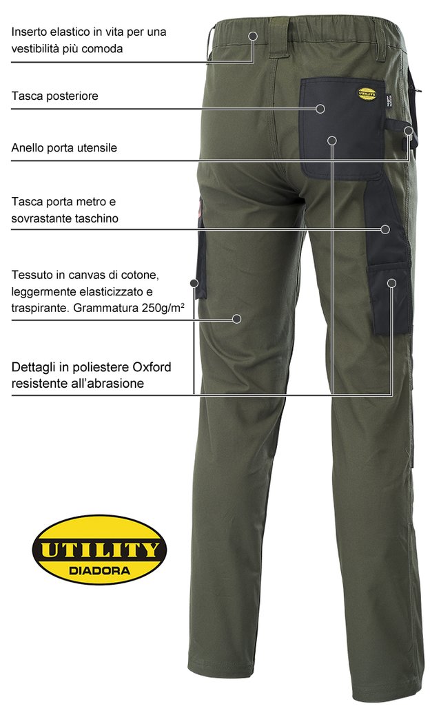 Pantaloni Diadora Utility Stretch Green