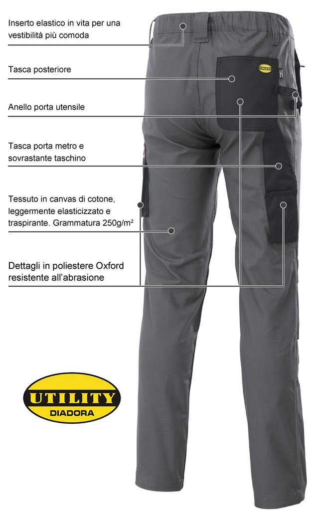 Pantaloni Diadora Utility Stretch Rain Grey