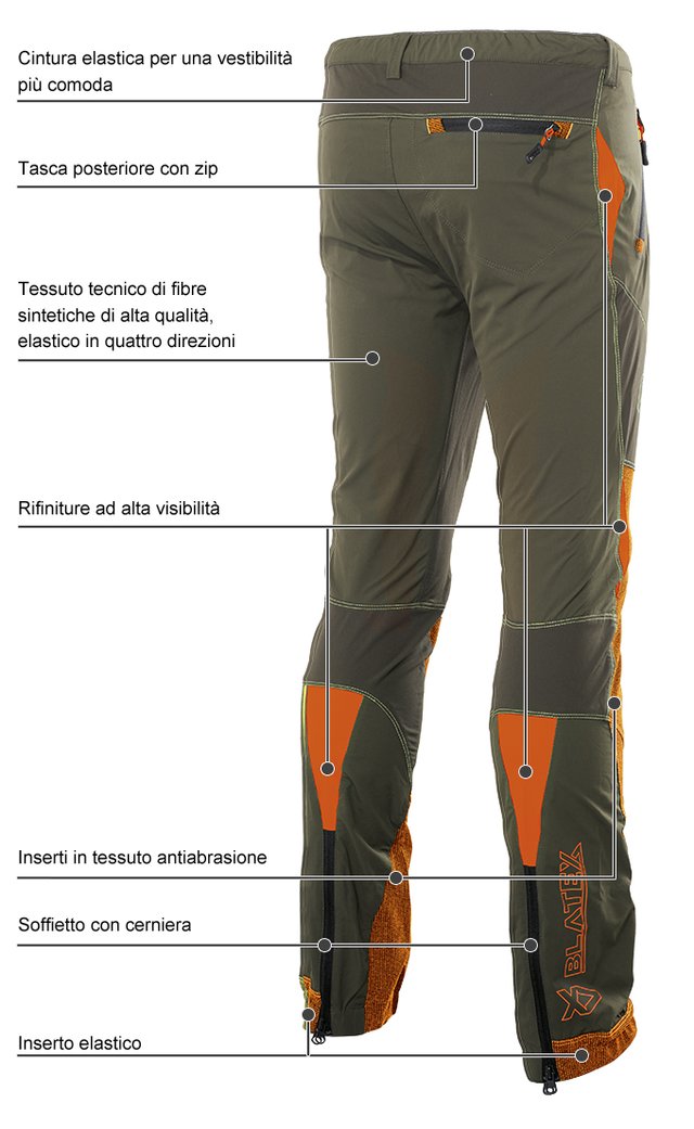 Pantaloni Blatex High-Tech Stretch 4 Way Green-Orange Fluo