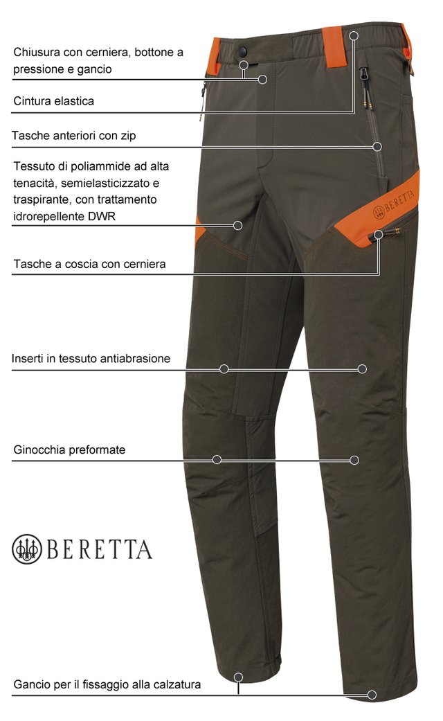 Pantaloni Beretta Boondock Green Moss-Orange