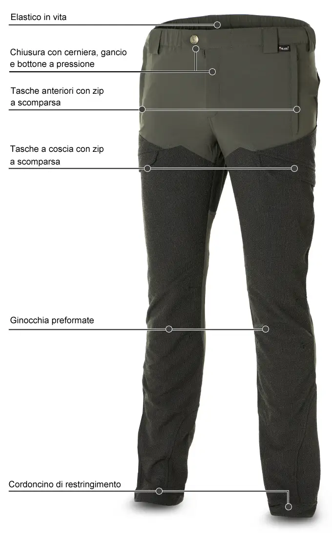 Pantaloni Blatex Stretch Green-Black- dettagli della parte anteriore