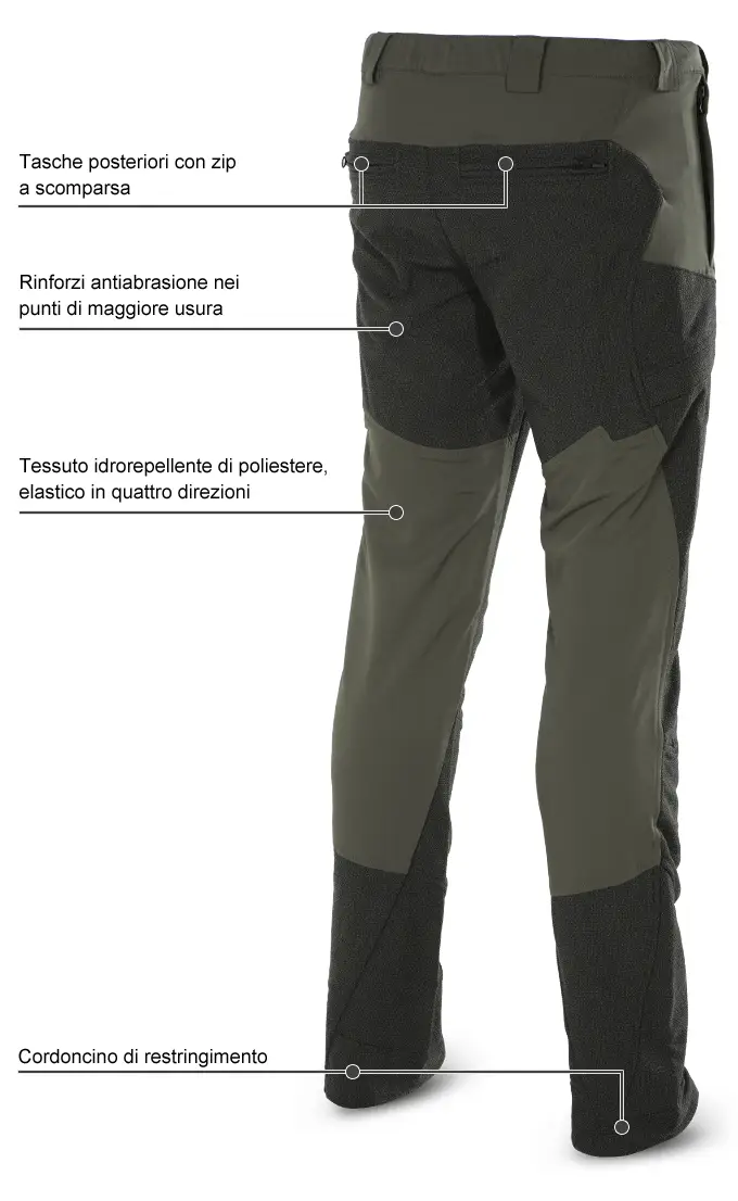 Pantaloni Blatex Stretch Green-Black- dettagli del retro