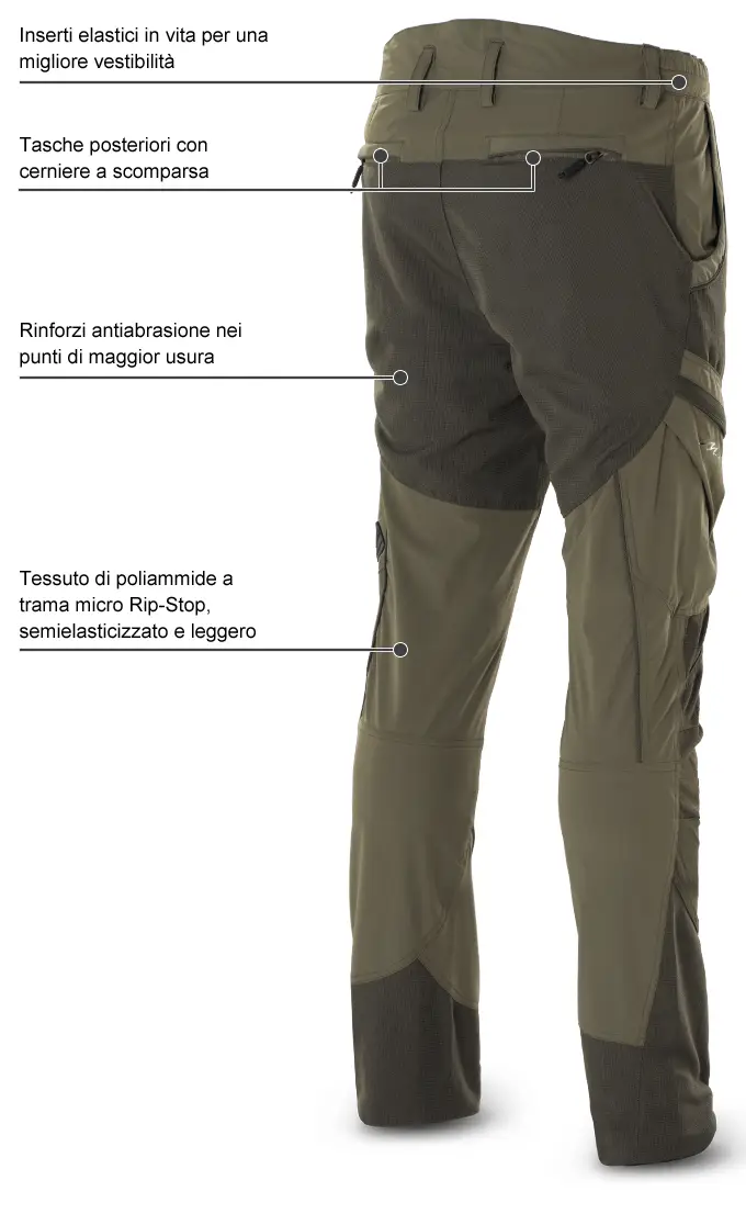 Pantaloni Masseria Micro Rip-Stop Green dettagli del retro