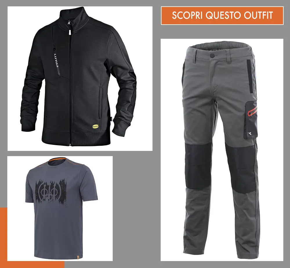 outfit pantaloni Diadora Utility - Felpa Diadora Utility - t-shirt Beretta Trident