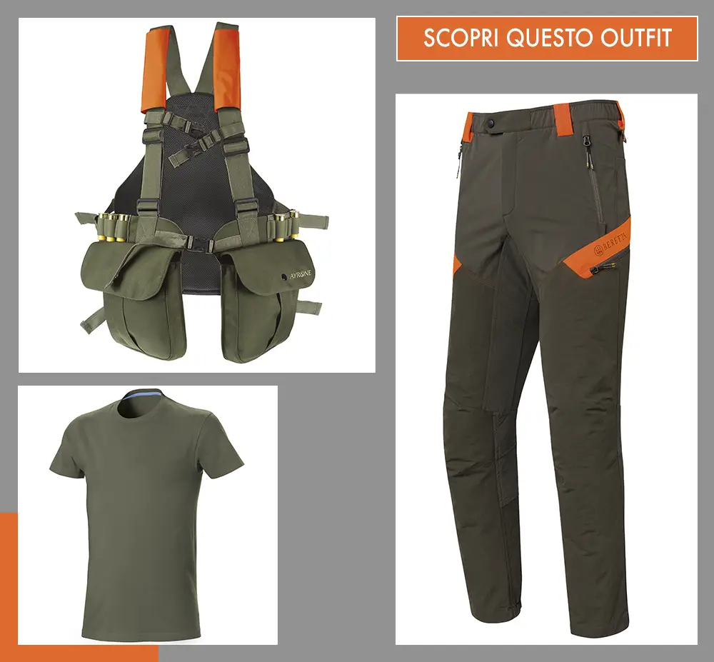 outfit pantaloni Beretta Boondock - trisacca caccia Radar - t-shirt