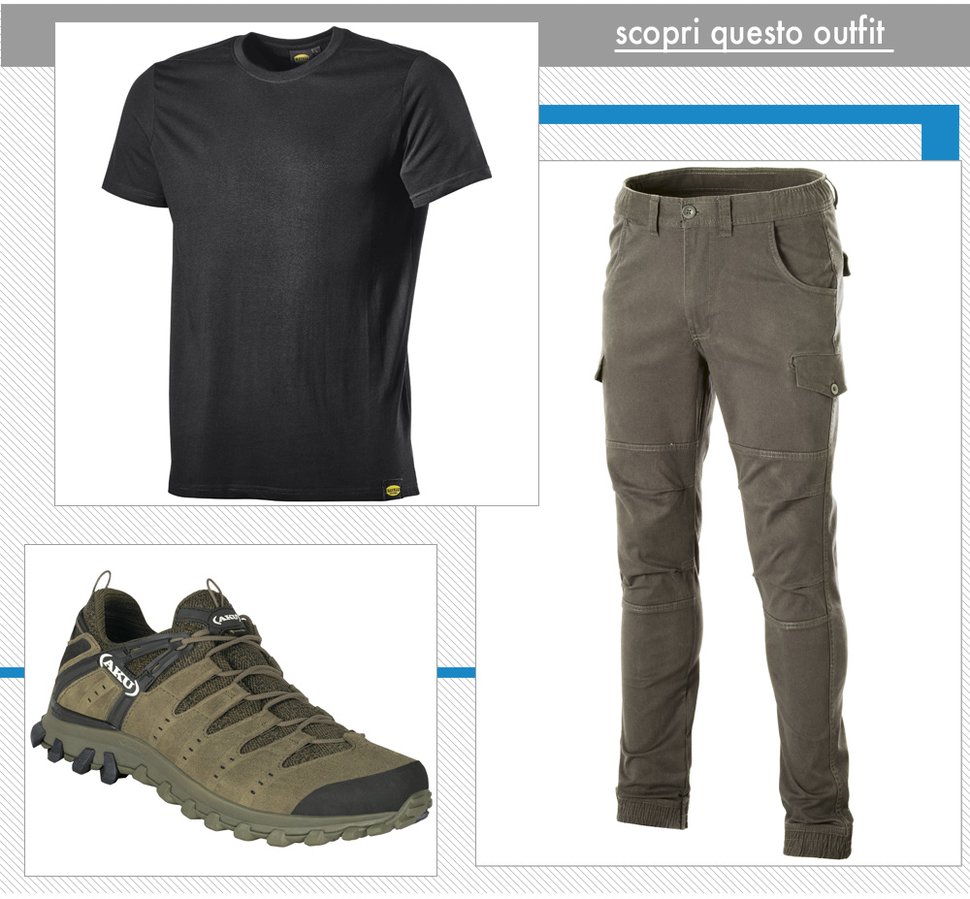 outfit: t-shirt, pantaloni e scarpa