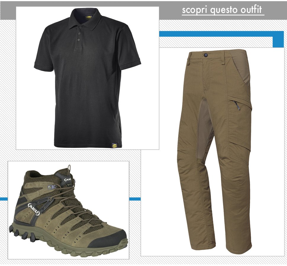 outfit: t-shirt, pantalone e scarponi