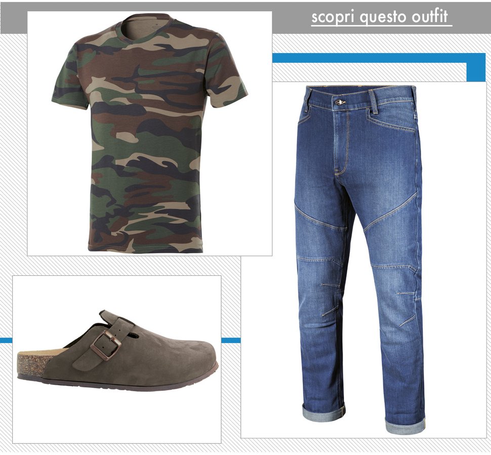 outfit: t-shirt, jeans e sabot