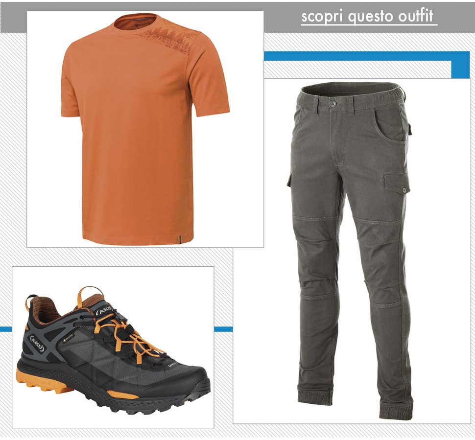outfit: t-shirt, pantaloni e scarpa